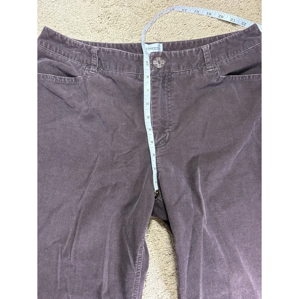Chicos Corduroy Pants Women 2.5/14 Short Brown Mid-Rise Bootcut Pockets‎ 90's
